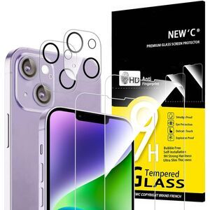 2 Pack iPhone 14 Plus Screen Protector (6.7 inch) + 2 Pack Camera Lens Protector